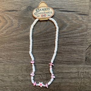 Puka Necklace with Pink and White Flower NWT